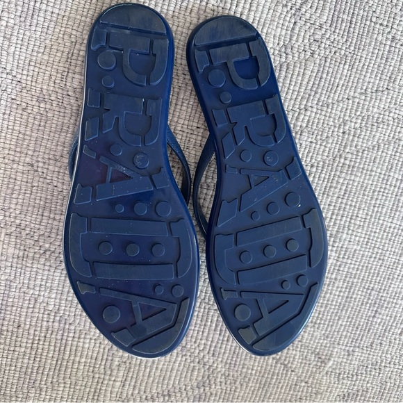 Authentic Prada Saffiano Rubber Flip Flop Thong Metal Logo (with box). Worn 1x - Picture 3 of 14